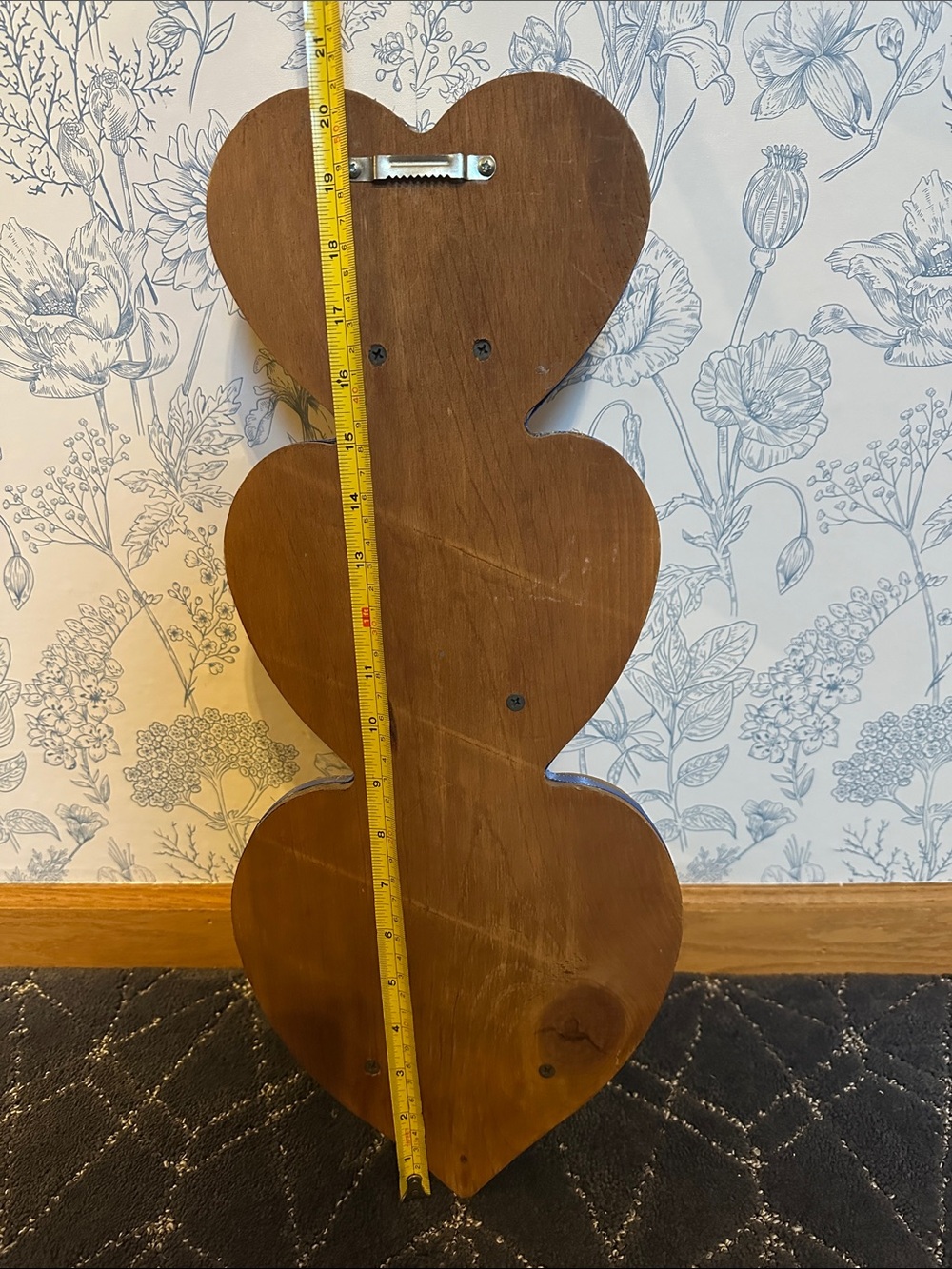 Wooden Heart Tiered Wall Shelf with Blue Ribbon Accents - Picture 10 of 12